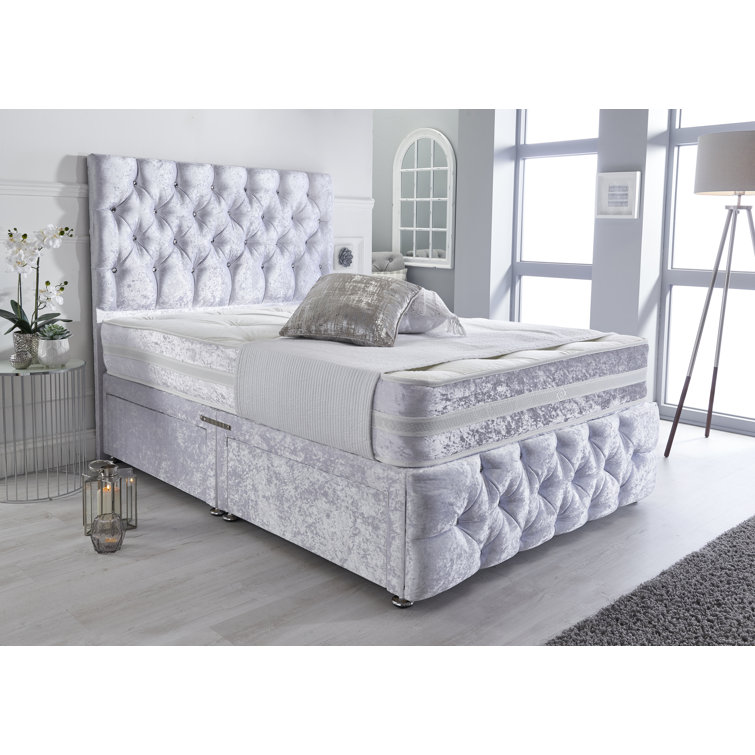 Mercer41 Mcgill Luxury Crushed Velvet Divan Bed Wayfair.co.uk